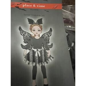 Place & Time Child's Halloween Costume Monster High Goth Angel Fairy 3pc OS NEW